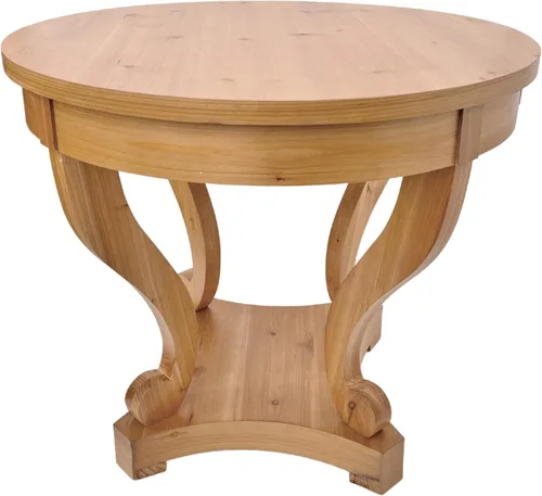 Vista 9 de Curved Legs Farmhouse Style Small Size Round Dining Table End Table Side Table Coffee Table for Dinette, Kitchen, Dining Room or Living Room