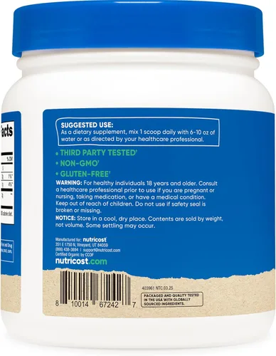 Vista 4 de Nutricost Polvo de raíz de cúrcuma orgánica de 1 libra (16 onzas), certificado orgánico USDA, grado alimenticio, sin gluten, sin OMG