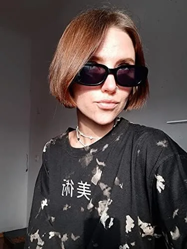 Vista 6 de ENTHYI Gafas de sol rectangulares para mujer, gafas de sol retro de los años 90, marco cuadrado estrecho, protección UV400