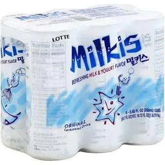 Vista 4 de Milkis - Bebida carbonatada de 4 sabores variados, manzana, melón, fresa y original, 8.45 onzas líquidas, paquete de 24