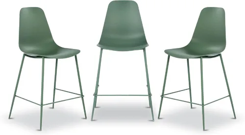 Vista 13 de Poly & BARK Isla - Juego de 4 sillas de cocina modernas, sillas de comedor de plástico con patas de metal, montaje rápido, sillas simples de café