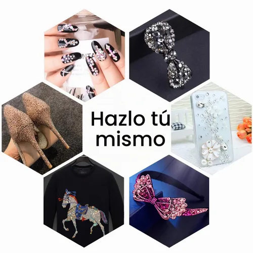 Vista 7 de LPBeads 6400 unidades de diamantes termoadhesivos de 12 colores con parte trasera plana, 5 tamaños mixtos, gemas de cristal redondas con pinzas