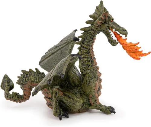 Vista 6 de Dragón alado con fuego (dragón azul o verde alado; los colores pueden variar)