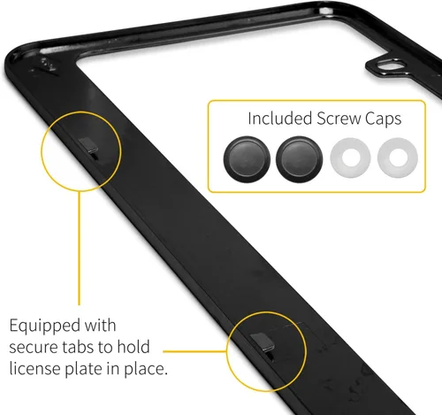 Vista 5 de iPick Image Compatible con Ford Mustang Mach-E en letras grises 3D sobre marco de matrícula de metal negro