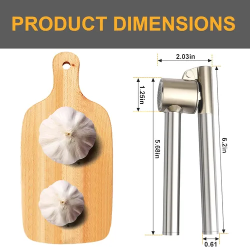 Vista 3 de Prensa de ajo, picadora y trituradora de ajo de acero inoxidable 304, resistente, fácil de apretar, a prueba de óxido, fácil de limpiar