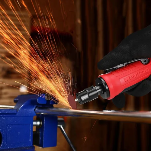 Vista 7 de WORKPRO Amoladora neumática recta de 1/4 pulgadas, 25000 RPM, molinillo de troquel alimentado por aire para moler, cortar, pulido, reparación