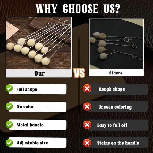 Vista 5 de BUTUZE Daubers - Cepillo de lana Daubers de lana con mango de metal, para tintes de cuero para proyectos de manualidades (10 unidades)