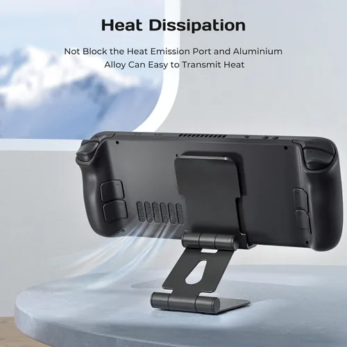 Vista 4 de MEPATEM Base de soporte ajustable para cubierta de vapor, base plegable de aleación de aluminio antideslizante para escritorio, cuna de muelle