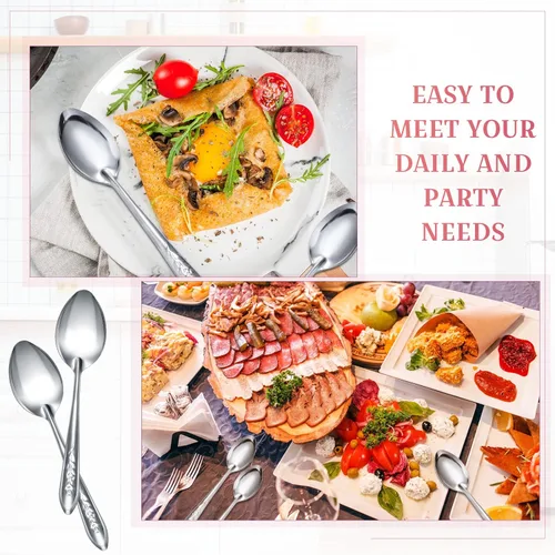 Vista 3 de Nuogo Juego de 100 cucharas de cena de 6.69 pulgadas, cucharas de acero inoxidable de grado alimenticio en masa, cucharas de mesa para el hogar