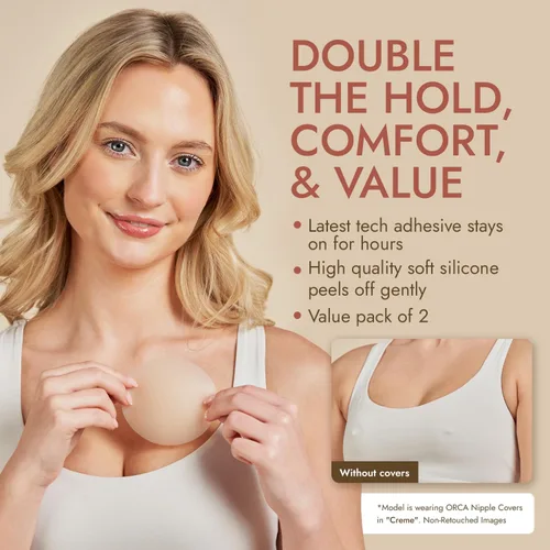 Vista 3 de Orca Beauty Nipple Cover 2 Pairs - Available in 6 Skin Tone, Adhesive Silicone Reusable Nipple Pasties Nipple Covers Stickers