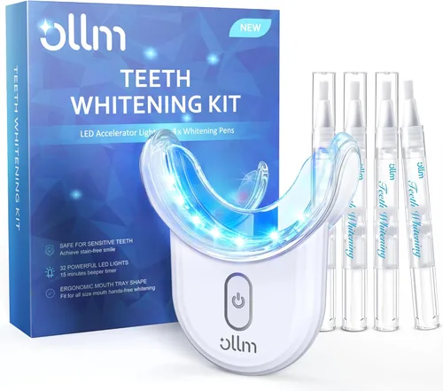 Kit de blanqueamiento de dientes con luz LED – Diente sensible blanco 35% Peróxido de carbamida Gel Pen Dental Boca Bandejas Blanqueador Profesional