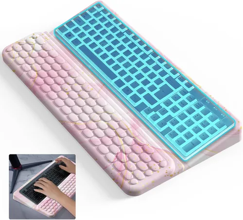Vista 12 de Soporte de teclado para escritorio, reposamuñecas para teclados, soporte ergonómico para teclados para trabajar fácilmente, almohadilla de muñeca