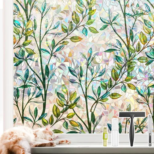 NINETREX Película de Privacidad para Ventanas Película para Ventanas de Vidrio Emplomado Película Adherente Decorativa 3D, Película Adherente