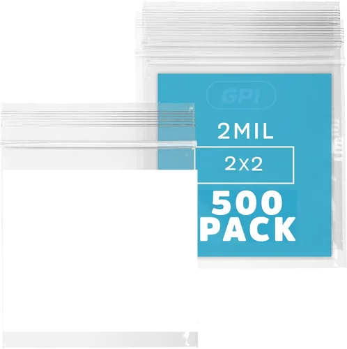 Vista 28 de GPI - Mini bolsas con cremallera de 1 x 1 pulgada, paquete de 100 bolsas de plástico transparente con cierre con cremallera con bloque blanco