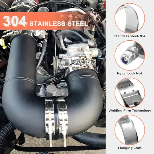 Vista 4 de Paquete de 4 abrazaderas de manguera con perno en T de 0.75 pulgadas, abrazadera de entrada turbo de acero inoxidable 304, rango de trabajo de 1.1 a