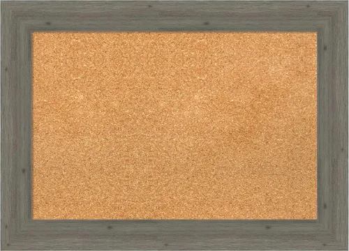 Vista 25 de Amanti Art Natural Cork Board for Wall, 18x24 Vision Board with Grey Wood Frame, Small Corkboard Office Decor for Home Organization, Country Rustic