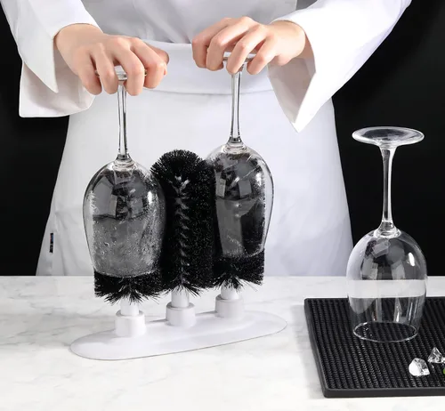 Vista 7 de New Star Foodservice - Lavadora de vasos con tres cepillos, base con ventosa (54484)