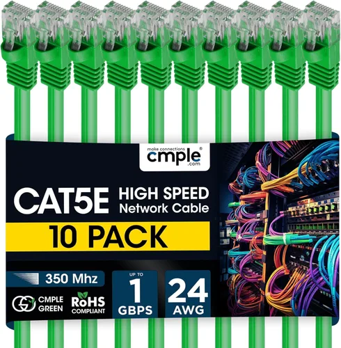 Vista 14 de Cmple - Cable Ethernet Cat5e de 1.5 pies, Cable Patch Ethernet UTP Cat 5e de 350 MHz, Cable LAN de red de 1 Gbps, conectores RJ45, compatible