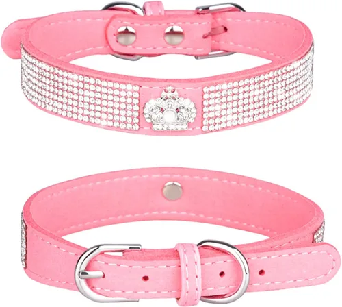 Collar de diamantes de imitación para perro y gato, diamantes brillantes con decoración de corona de diamantes de imitación para perros pequeños
