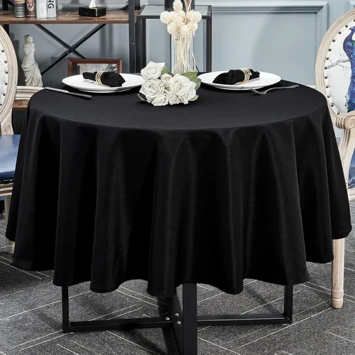 Mebakuk Mantel redondo de lino para casa de campo, impermeable, antiencogimiento, suave y resistente a las arrugas, mantel decorativo de tela para