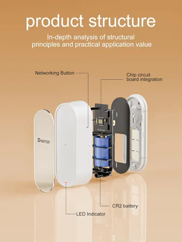 Vista 7 de Heiman Alarmas de Ventana y Puerta Cuando se Abren, Sensor de Timbre de Puerta WiFi, Sensor de Contacto para Seguridad del Hogar, Detector Magnético