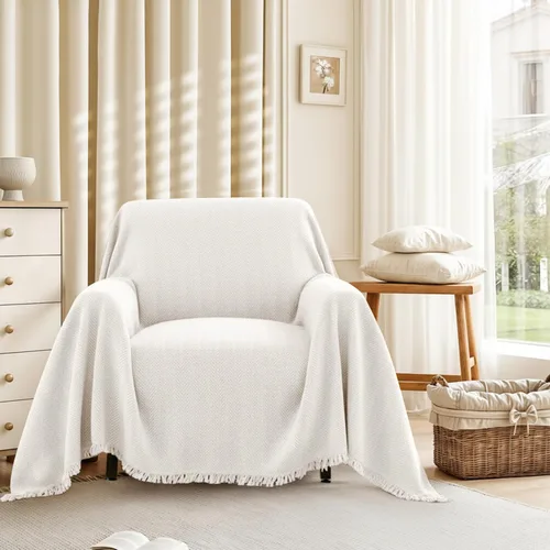 Vista 23 de Nobildonna Funda de felpilla lavable para sofá de 2 plazas, funda protectora de muebles para sala de estar, beige, 71 x 102 pulgadas