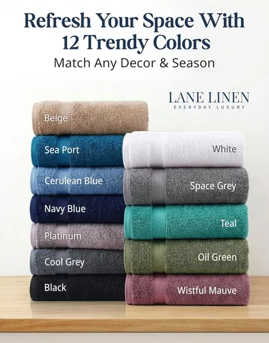 Vista 9 de LANE LINEN - Juego de toallas de baño de 16 piezas, color gris espacial, 100% algodón, altamente absorbente, 4 para manos y 8 paños