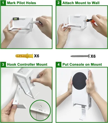 Vista 6 de ALIENERGY Wall Mount for Xbox Series S (Mount The Console & Accessories on Wall Near or Behind TV LeftRight), Wall Shelf Bracket Kit for XSS System