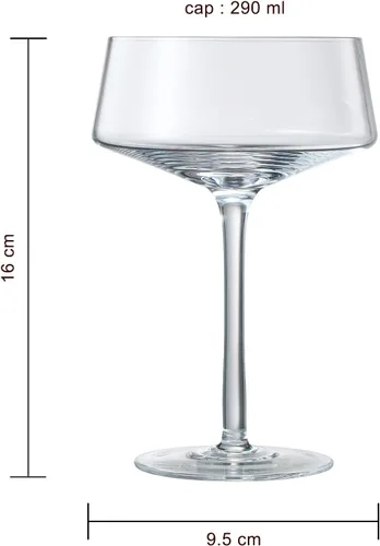 Vista 6 de Juego de 4 vasos de Martini & Champagne Coupé con cuchara plateada 10 onzas Crystal Luxury , Premium soplado a mano Cóctel clásico y copas