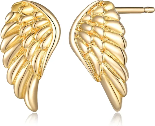 Morgan & Paige Rhodium 14K Rose Gold 18K Yellow Gold Plated 925 Sterling Silver Angel Wing Stud Earrings Hypoallergenic Adorned for Women