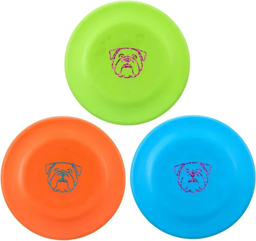 Vista 8 de XIGOU Disco volador para perros, 3 piezas de juguete de competición para perros, suave e indestructible de goma ligera para perros, flota