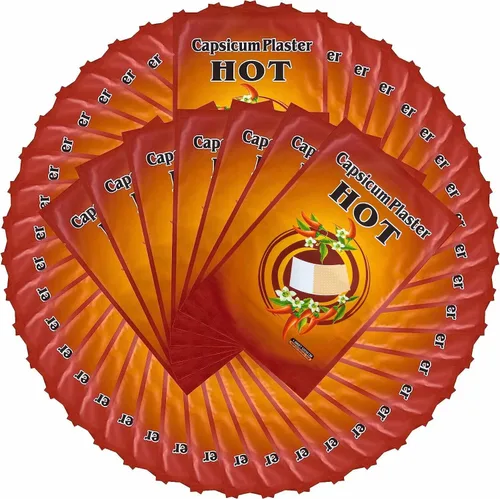50 parches de capsicum para terapia caliente, hechos de extracto de chile y pimienta, parche para aliviar el dolor, parches para la artritis de la