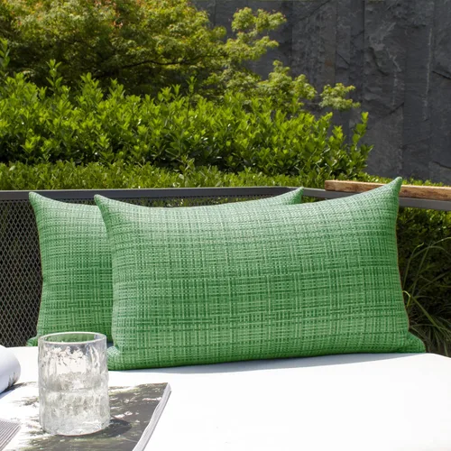 Vista 64 de Kevin Textile - Juego de 2 fundas de almohada decorativas para exteriores, impermeables, para jardín, patio, tienda de campaña, sofá, de 16 x 16