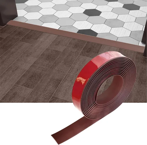 Vista 16 de Tira de Transición Plana para Piso/Puerta y Moldura Autoadhesiva de Vinilo para Borde de Piso, Revestimiento de Juntas de Piso Laminado, Tira