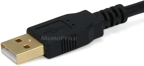 Vista 2 de Monoprice Cable USB 2.0 tipo A macho a mini-B macho de 5 pines, con núcleo de ferrita, chapado en oro, 28/24AWG, 10 pies, negro