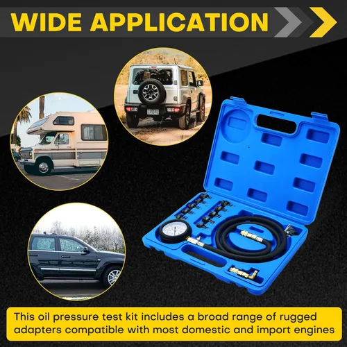Vista 6 de Kit de probador de presión de aceite 0-140 PSI Cilindro de motor de aceite de presión de aceite probador de diagnóstico conjunto de herramientas