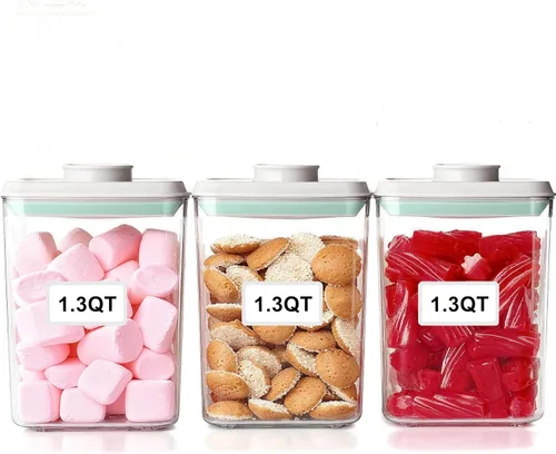 Vista 10 de Recipientes herméticos apilables con tapas, almacenamiento hermético de alimentos, recipientes de almacenamiento de despensa de cocina
