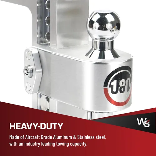 Vista 3 de Weigh Safe Enganche de remolque de 180 grados, enganche de remolque ajustable para remolque, compatible con receptores de 3 pulgadas, caída de 8
