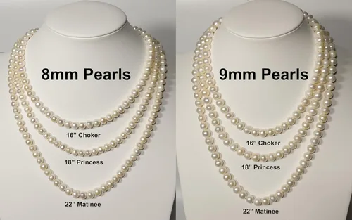 Vista 3 de Collares de perlas cultivadas de agua dulce de color blanco para mujer, cadena de 16 a 48 pulgadas, calidad AA, cierre de plata esterlina chapada