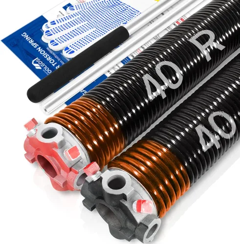 Vista 50 de Par de resortes de torsión para puerta de garaje de 2" juego con barras de bobinado antideslizantes y guantes, electroforesis de alta precisión sin