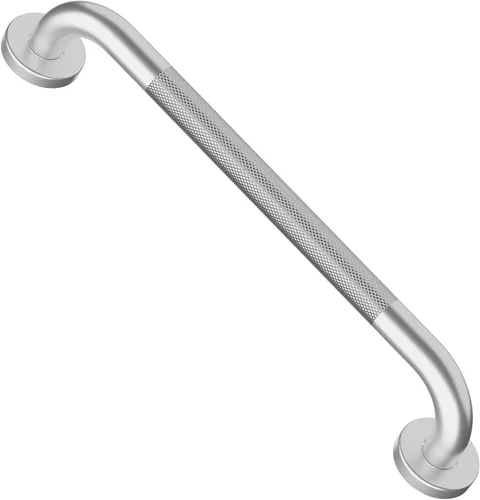 Vista 10 de Barras de agarre blancas aceitadas para ducha de 32 pulgadas con agarre moleteado antideslizante, montaje en pared de acero inoxidable para baño