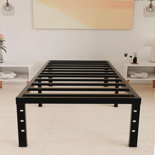 Vista 64 de Base de cama tamaño Queen de 12 pulgadas, no necesita somier, base de colchón de plataforma de metal resistente con listones de acero