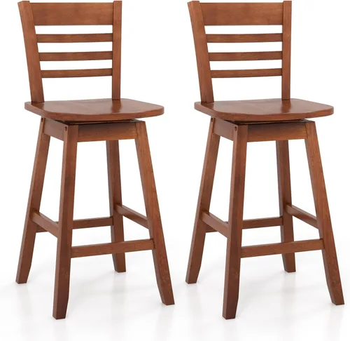 Vista 16 de Giantex Juego de 2 taburetes de bar de 24.5 pulgadas, taburetes de bar giratorios de granja con respaldo hueco de 6 rejillas y asiento ergonómico