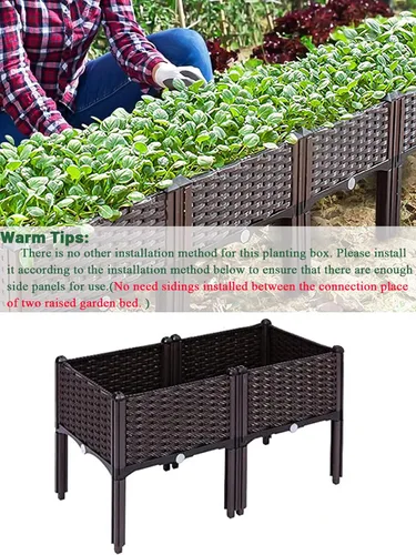 Vista 3 de Kalolary 2 juegos de cama de jardín elevada con patas, cajas de plantas de patio, flores vegetales, contenedor elevado para plantas
