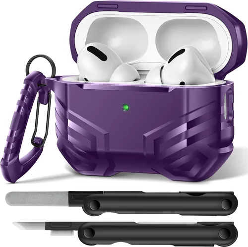 Vista 22 de MOBOSI Funda para AirPods Pro 2 con cerradura, compatible con funda Airpod Pro de 2ª/1ª generación, funda protectora de grado militar con kit