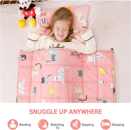 Vista 6 de Mr. Sandman Manta con peso de 3 libras, lavable, mejor para 20 a 40 libras, manta pesada de algodón transpirable con cuentas de vidrio no tóxicas