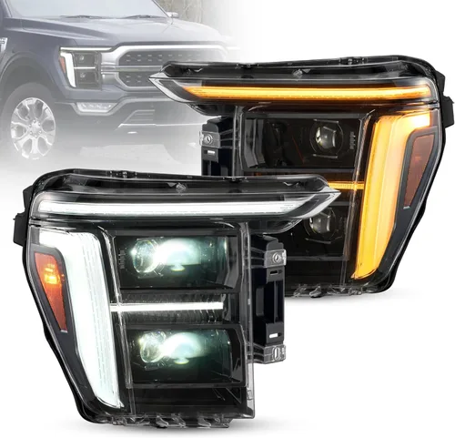 VLAND - Faros delanteros LED para Ford F150 2021-2023 [solo apto para F-150 con luz halógena/xenón OEM], DRL amarillo o blanco, no para Raptor y