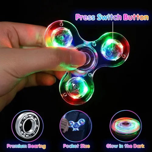 Vista 2 de Gigilli Fidget Spinners 16 piezas, rellenos de cesta de Pascua para niños, rellenos de huevos de Pascua, juguetes para ansiedad iluminados, bolsas