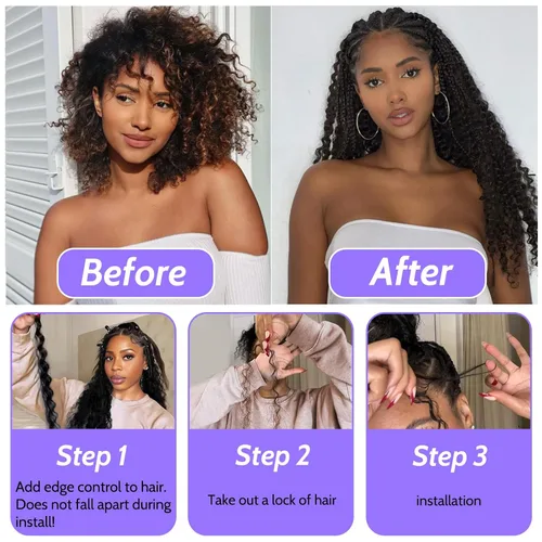 Vista 5 de Cabello Humano para Trenzar para Trenzas Boho 3 Paquetes/Pack 110g (3.88 oz) 14 Pulgadas Cabello Humano a Granel Ondulado Profundo para Trenzar