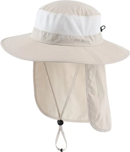 Home Prefer Sombrero de malla para exteriores UPF50+ Sombrero de pesca de ala ancha con solapa para el cuello